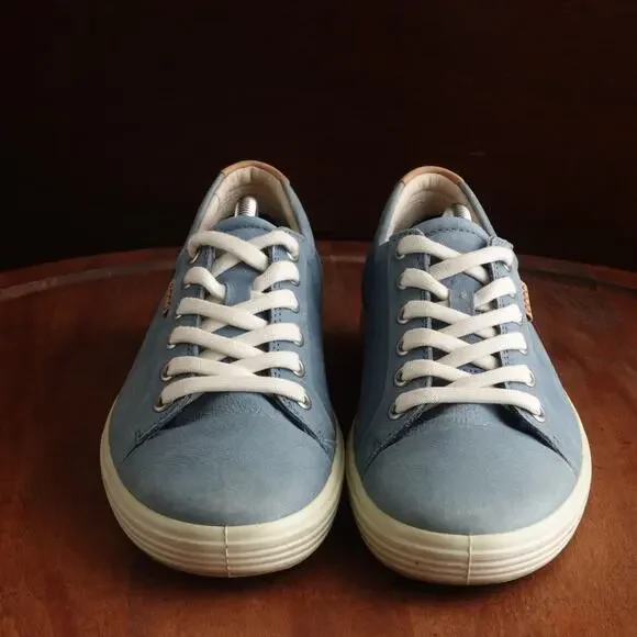 Ecco Sneakers Womens SZ EU 37 US 6 Blue Soft 7 Comfort Walking Casual Low Shoes - Picture 3 of 14